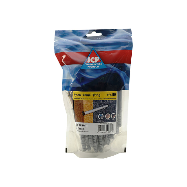 JCP Fixings Nylon Frame Fixings ZYP - 10 x 120mm (Box of 125)