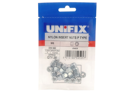 Unifix Class 8 Nylon Insert Nuts P Type DIN 982 Bright Zinc Plated - M12 (Box of 40)