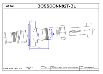 McAlpine BOSSCONN82T-BL Black Mechanical Soil Pipe Boss Connector