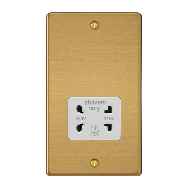 Varilight Dual Voltage Shaver Socket 230V/115V Brushed Brass