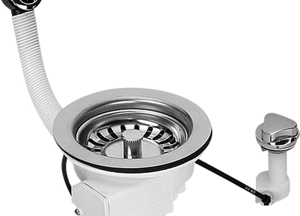 McAlpine PUFS113-CP 1½" Pop-Up Basket Strainer Waste: 113mm Stainless Steel Flange: Chrome Plated Plastic Command Knob: Centre Pin Model