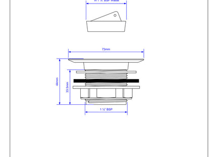 McAlpine W4 Backnut Bath Waste: 70mm White Plastic Flange x 1½" Tail: Unslotted: White PVC Plug