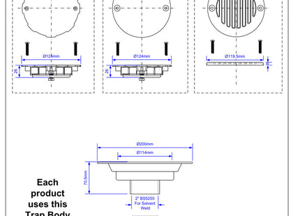 McAlpine USG2SS-SL-SC Untrapped Gully, Clamp Ring and Cover Plate, 2" Vertical Outlet and 2" x 1½" Socket Reducer