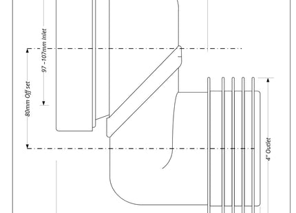McAlpine WCLO-8 Offset 8cm WC Connector in ABS