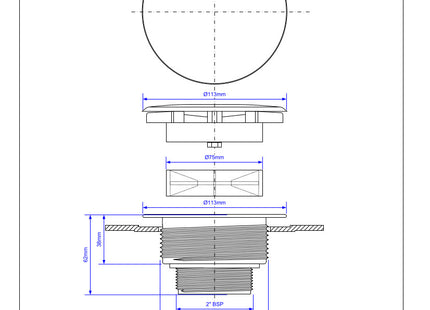 McAlpine SWHF6-CP High Flow Shower Waste: 110mm White Plastic Plain Cover Flange x 56mm Tail: Top Access: Backnut Model