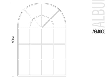 Albury Arched Black Industrial Window Panelled Mirror 90 x 60cm