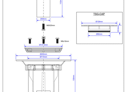 McAlpine TSG2WH 75mm Water Seal Trapped Gully, Clamp Ring and Cover Plate, 110mm or 2" Vertical Solvent Spigot Outlet