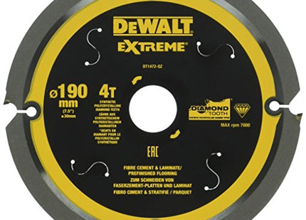 DEWALT Extreme Pcd Fibre Cement Saw Blade 190 X 30Mm X 4T