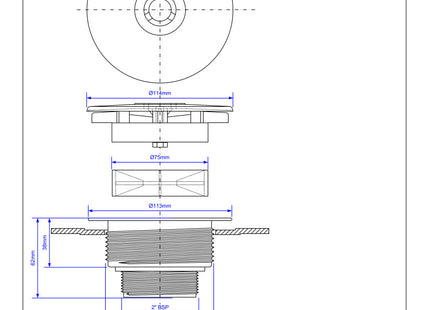 McAlpine SWHF4-CP High Flow Shower Waste: 110mm Chrome Plated Plastic Flange x 56mm Tail: Top Access: Backnut Model