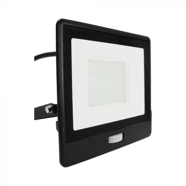 V-Tac Lumi Vt-158S-1 50W Pir Sensor Floodlight Samsung Chip & 1M Cable 3000K Black Body