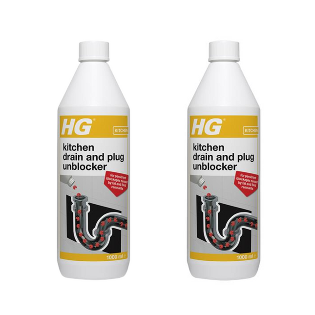 HG Kitchen Drain and Plug Unblocker 1 litre (Pack of 2)