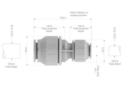 DISCONTINUED John Guest Speedfit Reducing Coupler 22 X 15mm