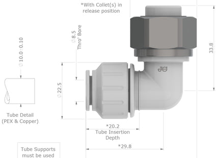 John Guest Speedfit Bent Tap Connector 15mm X 1/2