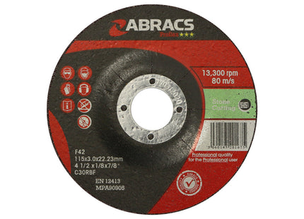 Abracs Proflex Depressed Centre Stone Cutting Disc - 115 x 3 x 22mm (Box of 25)