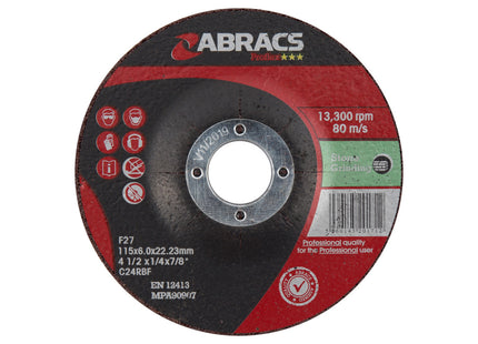 Abracs Proflex Depressed Centre Stone Grinding Disc - 115 x 6 x 22mm (Box of 25)