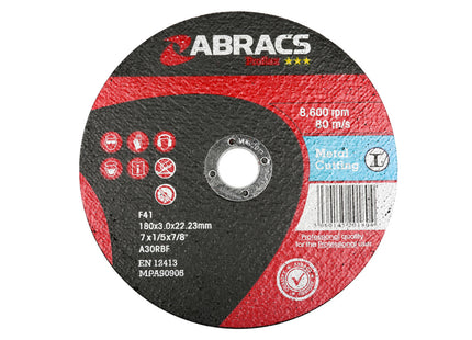 Abracs Proflex Flat Metal Cutting Disc - 180 x 3 x 22mm (Box of 25)