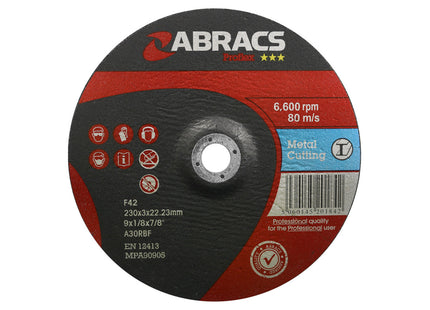 Abracs Proflex Depressed Centre Metal Cutting Disc - 230 x 3 x 22mm (Box of 25)