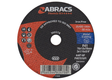 Abracs Phoenix Long Life Extra Thin Cutting Disc Inox - 75 x 1.6 x 10mm (Box of 100)