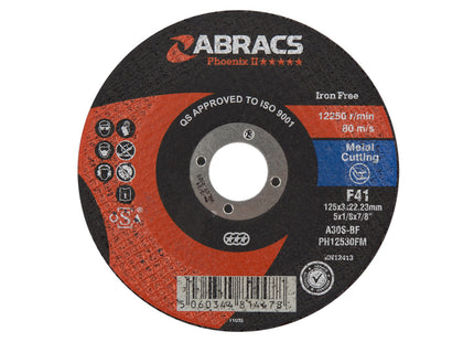 Abracs Phoenix Ii Flat Metal Cutting Disc - 125 x 3 x 22mm (Box of 25)