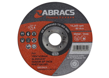 Abracs Phoenix Long Life Extra Thin Cutting Disc Inox - 100 x 1.0 x 16mm (Box of 25)