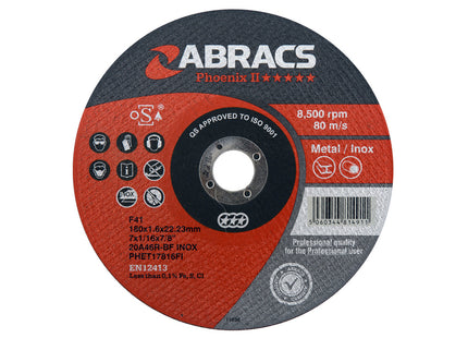 Abracs Phoenix Long Life Extra Thin Cutting Disc Inox - 178 x 1.6 x 22mm (Box of 50)