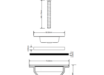 McAlpine BSW1P 60mm Stainless Steel Flange Centre Pin Basin Waste with Black PVC Plug 1¼"