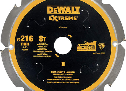 DEWALT Extreme Pcd Fibre Cement Saw Blade 216 X 30Mm X 8T