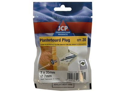 JCP Fixings Plasterboard Plugs - 7mm (Box of 100)