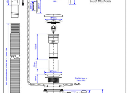 McAlpine 1.50 Top Access Bath Trap+O/F  In Matt Black