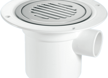 McAlpine TSG3SS-SL-NSC 75mm Water Seal Trapped Gully, Clamp Ring and Cover Plate, 1½" Side Inlet for waste pipe and 110mmØ or 1½" Vertical Outlet