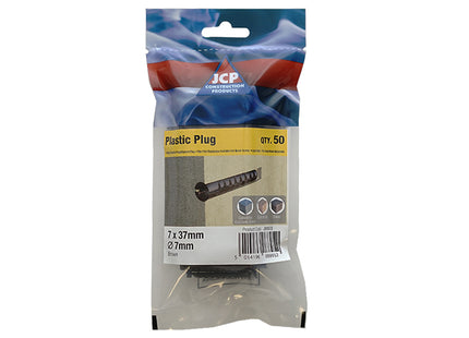 JCP Fixings Premium Plastic Wall Plugs Brown - 7.0 x 37mm (Box of 250)