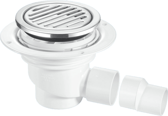 McAlpine TSG1-R125SS 75mm Water Seal Trapped Gully, Tile/Grating with removable Grid, 2" Horizontal Outlet and 2" x 1½" Socket Reducer