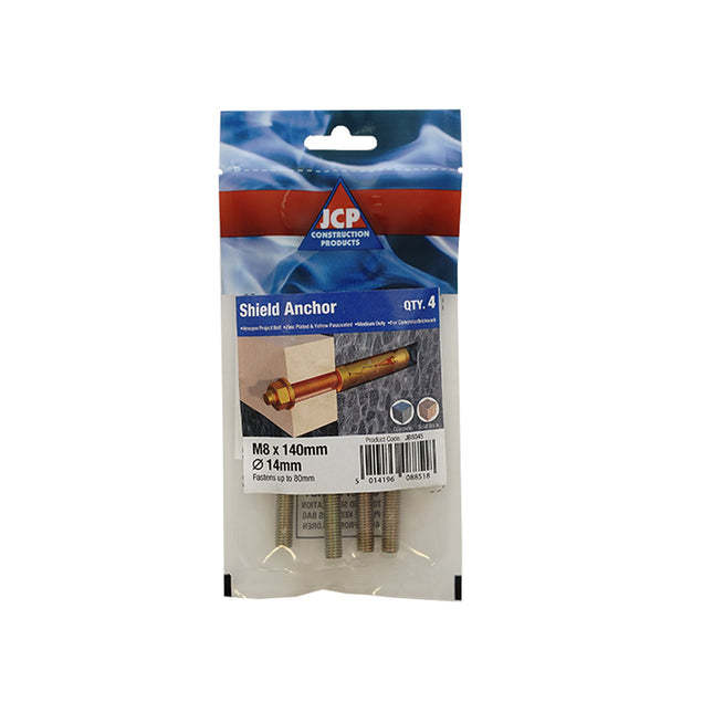 JCP Fixings Shield Anchors Projecting Bolt ZYP - M12 x 50mm (Box of 10)