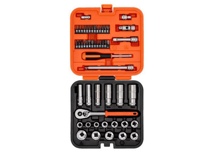 Bahco S51MC3H 3/8in Drive Standard and Deep Socket & 1/4in Bit Set, 51 Piece - S51MC3H - Perfect for Mechanics