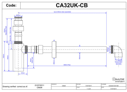 McAlpine CA32UK-CB Chrome Plated Brass Basin Kit with Cylindrical Bottle Trap