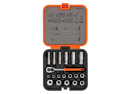 Bahco S51MC3H 3/8in Drive Standard and Deep Socket & 1/4in Bit Set, 51 Piece - S51MC3H - Perfect for Mechanics