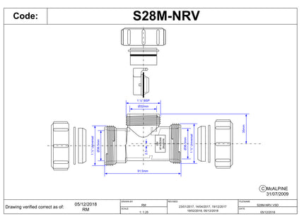 McAlpine S28M-NRV 1¼" Multifit In-Line Non-Return Valve