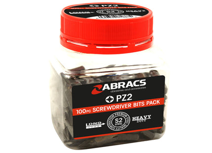 Abracs 100Pc PZ2 Screwdriver Bits - 25Mm - ABPZ2100