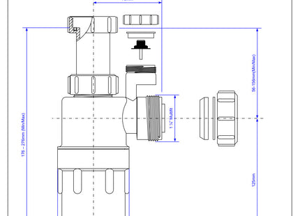 McAlpine A10AV-SV 75mm Water Seal Anti-Syphon (Silentrap) Adjustable Inlet Bottle Trap with Silicone Non-Return Valve and Multifit Outlet