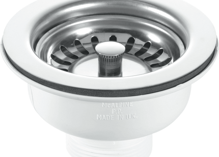 McAlpine BWSTSS 1½" Basket Strainer Waste: 113mm Stainless Steel Flange: Stemball Plug: Centre Pin Model