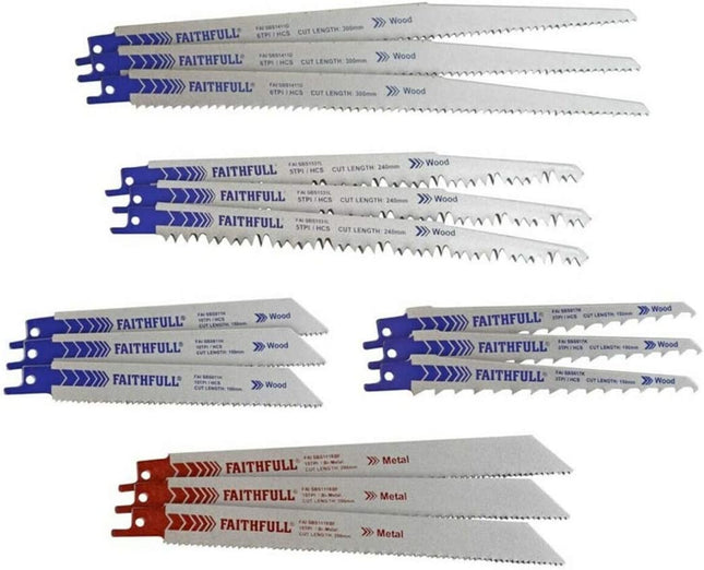 Faithfull Sabre Saw Blade Set 15 Piece