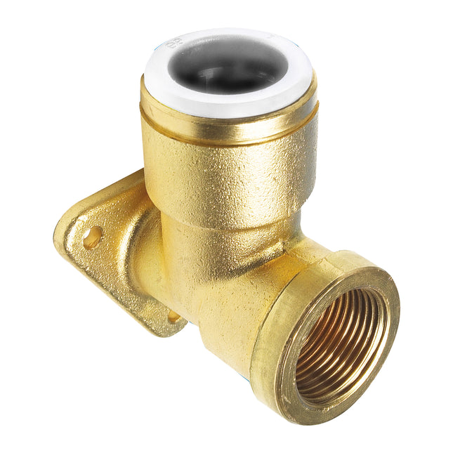 John Guest Speedfit Brass Back Plate Elbow (Short neck) 15mm X 1/2 15WB2