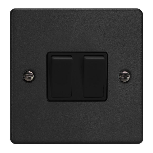 Varilight 2-Gang 10A 1- Or 2-Way Rocker Switch Matt Black