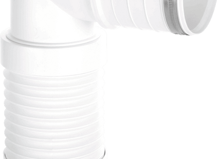 McAlpine WC-CON8F18-S-BTW 97-107mm Inlet 90° Flexible WC Connector for Back to Wall WC Pan for Installation in Vertical Position