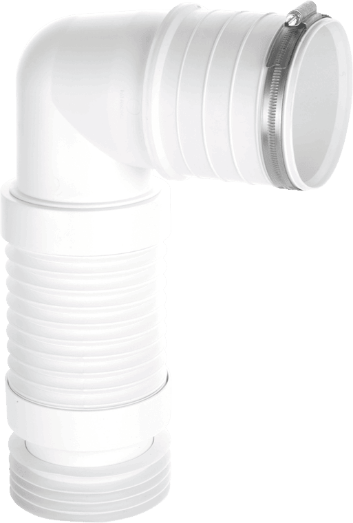 McAlpine WC-CON8F18-S-BTW 97-107mm Inlet 90° Flexible WC Connector for Back to Wall WC Pan for Installation in Vertical Position