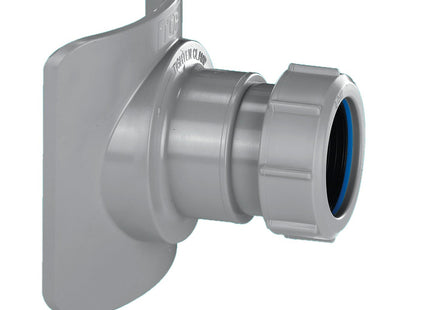 McAlpine BOSSCONN82Z-GR Grey Mechanical Soil Pipe Boss Connector for 57mm hole saw size, supplied with fixing tool and suitable for 4"/110mm soil pipe
