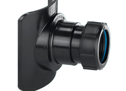 McAlpine BOSSCONN82Z-BL Black Mechanical Soil Pipe Boss Connector for 57mm hole saw size, supplied with fixing tool and suitable for 4"/110mm soil pipe