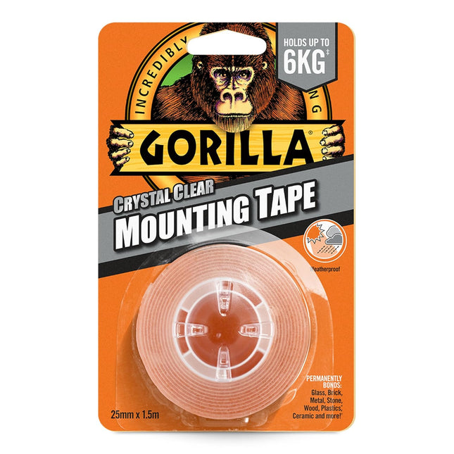 Gorilla Glue Gorilla Heavy-Duty Double Sided Clear Mounting Tape 25.4Mm X 1.52M