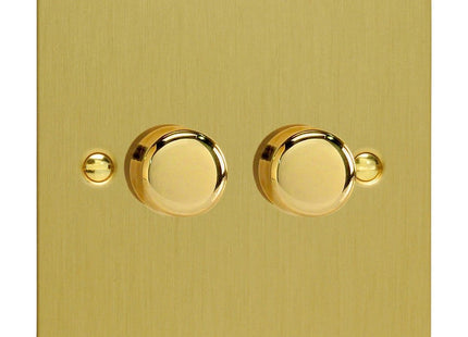 Varilight Ultraflat LED Dimmer Switch 2-Gang (2 Way) Brushed Brass