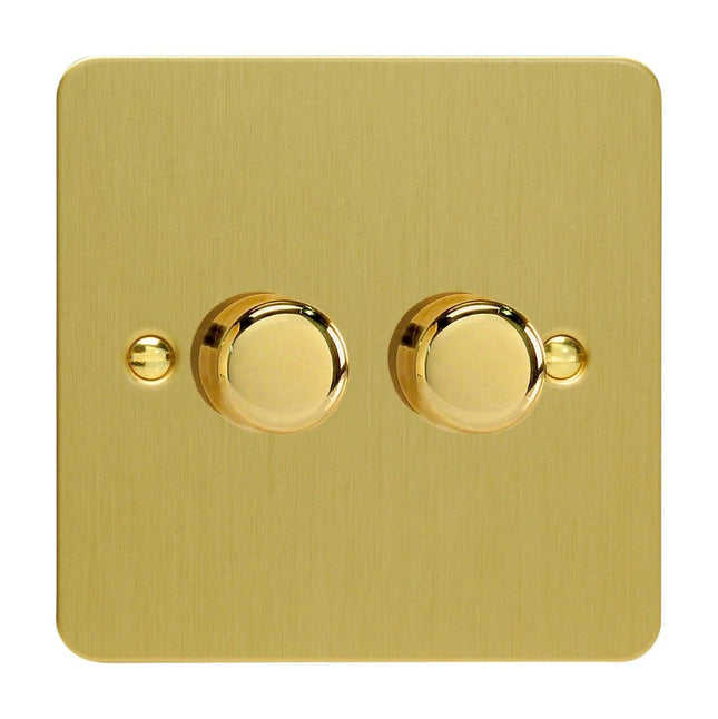 Varilight Ultraflat LED Dimmer Switch 2-Gang (2 Way) Brushed Brass